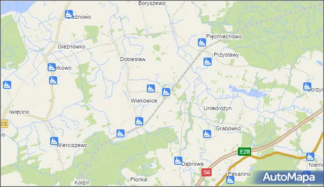 mapa Wiekowo gmina Darłowo, Wiekowo gmina Darłowo na mapie Targeo
