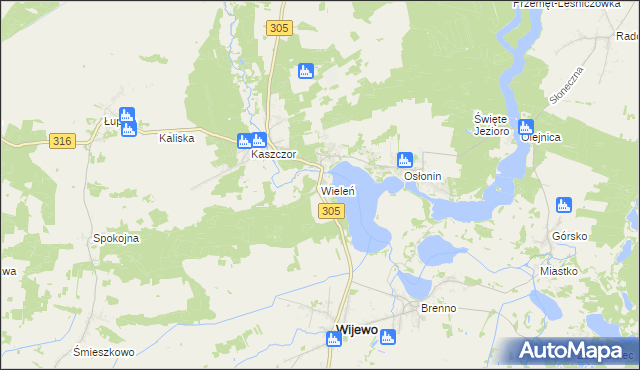 mapa Wieleń gmina Przemęt, Wieleń gmina Przemęt na mapie Targeo