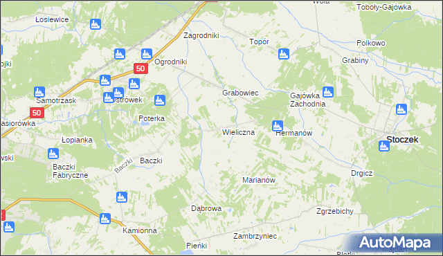 mapa Wieliczna gmina Stoczek, Wieliczna gmina Stoczek na mapie Targeo