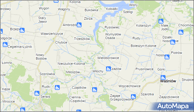 mapa Wieloborowice, Wieloborowice na mapie Targeo