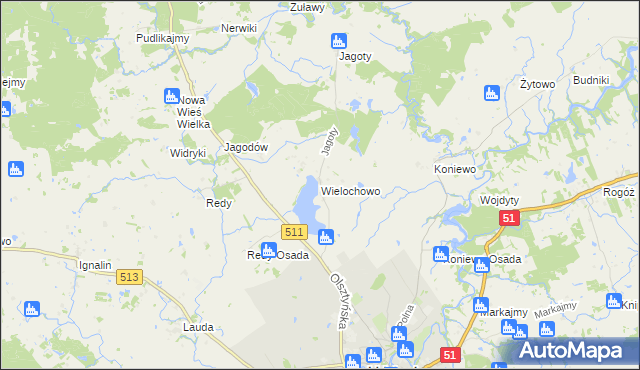 mapa Wielochowo, Wielochowo na mapie Targeo