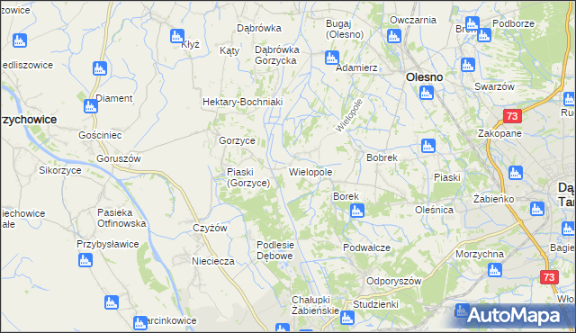 mapa Wielopole gmina Olesno, Wielopole gmina Olesno na mapie Targeo