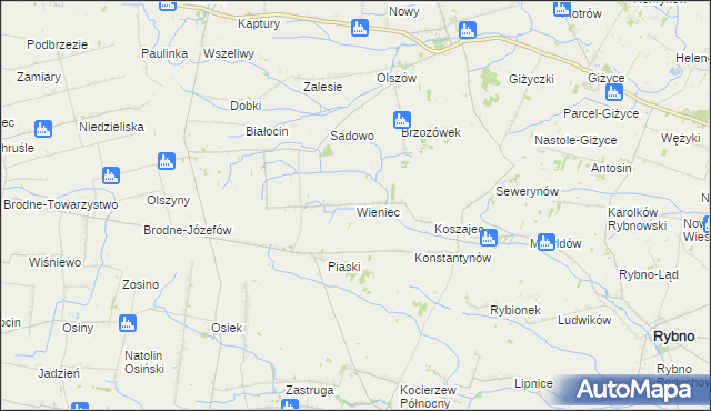 mapa Wieniec gmina Iłów, Wieniec gmina Iłów na mapie Targeo