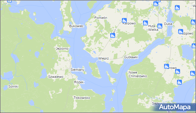 mapa Wieprz gmina Zalewo, Wieprz gmina Zalewo na mapie Targeo