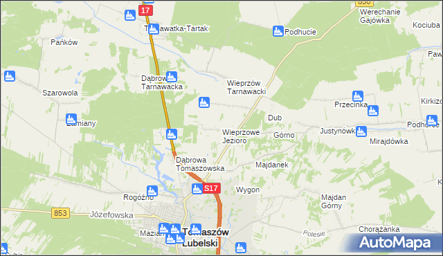 mapa Wieprzowe Jezioro, Wieprzowe Jezioro na mapie Targeo