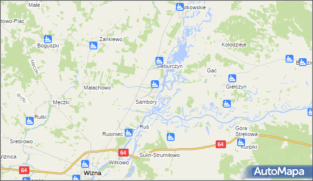 mapa Wierciszewo gmina Wizna, Wierciszewo gmina Wizna na mapie Targeo