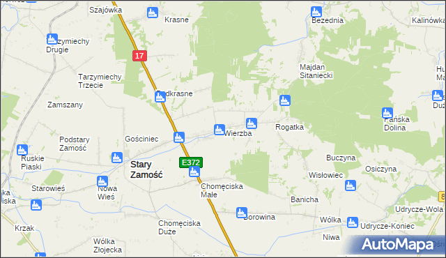 mapa Wierzba gmina Stary Zamość, Wierzba gmina Stary Zamość na mapie Targeo