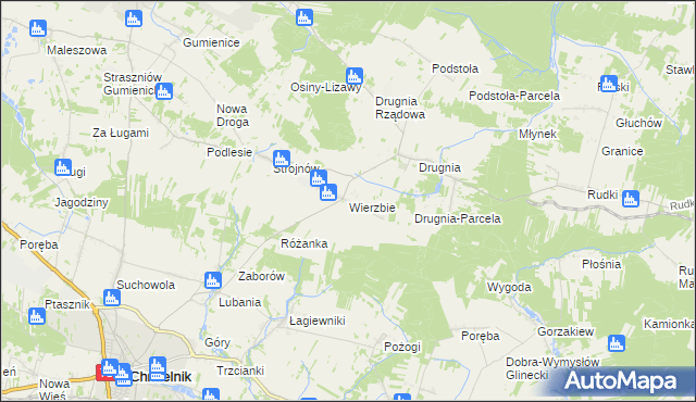 mapa Wierzbie gmina Pierzchnica, Wierzbie gmina Pierzchnica na mapie Targeo