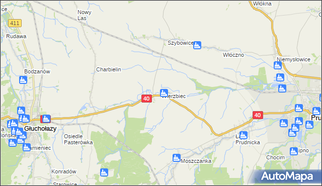 mapa Wierzbiec, Wierzbiec na mapie Targeo