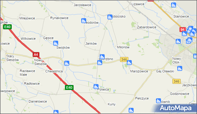 mapa Wierzbno gmina Domaniów, Wierzbno gmina Domaniów na mapie Targeo