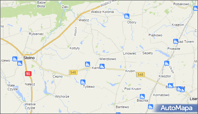 mapa Wierzbowo gmina Lisewo, Wierzbowo gmina Lisewo na mapie Targeo