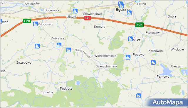 mapa Wierzchominko, Wierzchominko na mapie Targeo
