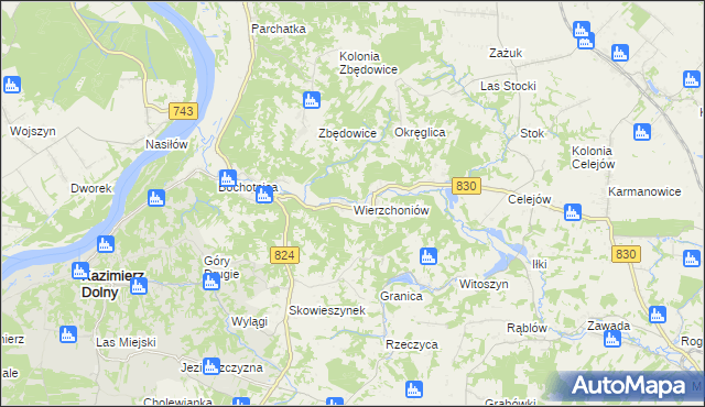 mapa Wierzchoniów, Wierzchoniów na mapie Targeo