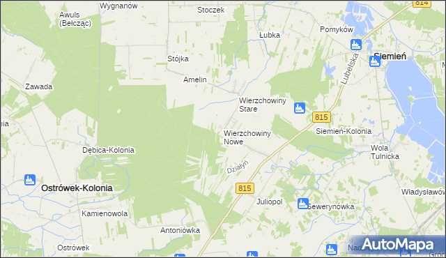mapa Wierzchowiny Nowe, Wierzchowiny Nowe na mapie Targeo