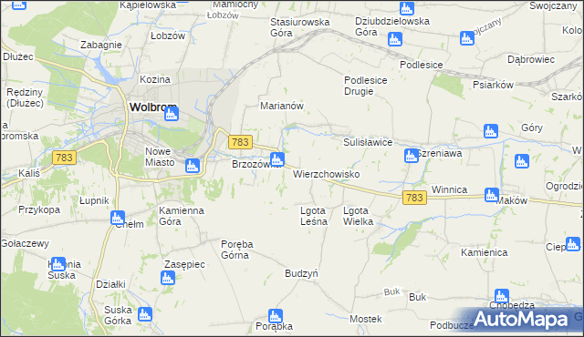 mapa Wierzchowisko gmina Wolbrom, Wierzchowisko gmina Wolbrom na mapie Targeo
