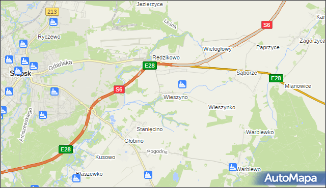 mapa Wieszyno, Wieszyno na mapie Targeo