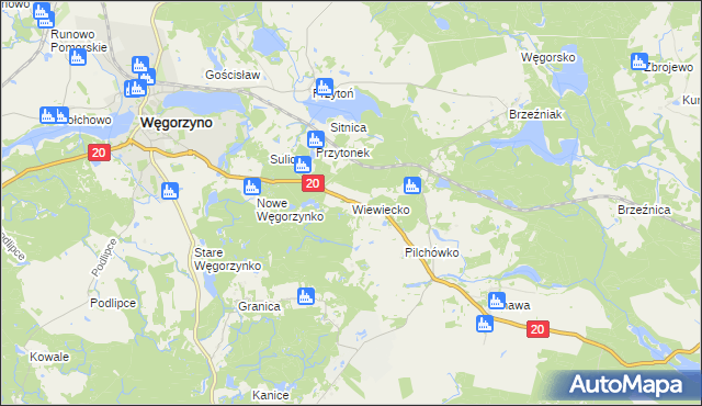 mapa Wiewiecko, Wiewiecko na mapie Targeo