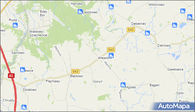 mapa Wiewiórki gmina Płużnica, Wiewiórki gmina Płużnica na mapie Targeo