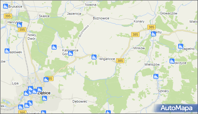 mapa Wigańcice, Wigańcice na mapie Targeo