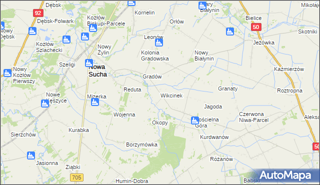 mapa Wikcinek, Wikcinek na mapie Targeo