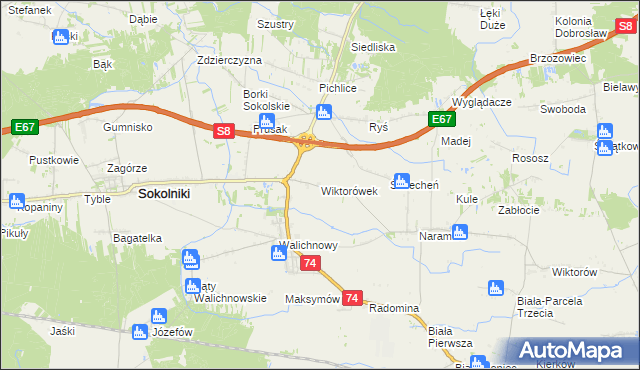 mapa Wiktorówek, Wiktorówek na mapie Targeo