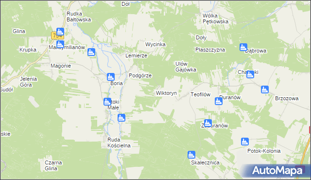 mapa Wiktoryn gmina Ćmielów, Wiktoryn gmina Ćmielów na mapie Targeo