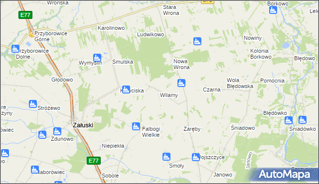 mapa Wilamy, Wilamy na mapie Targeo