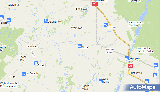 mapa Wilcze gmina Koronowo, Wilcze gmina Koronowo na mapie Targeo