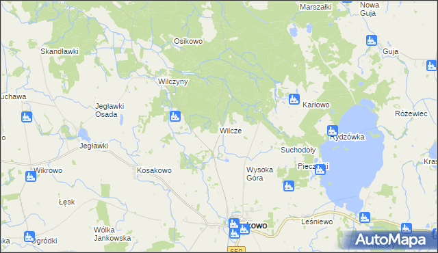 mapa Wilcze gmina Srokowo, Wilcze gmina Srokowo na mapie Targeo