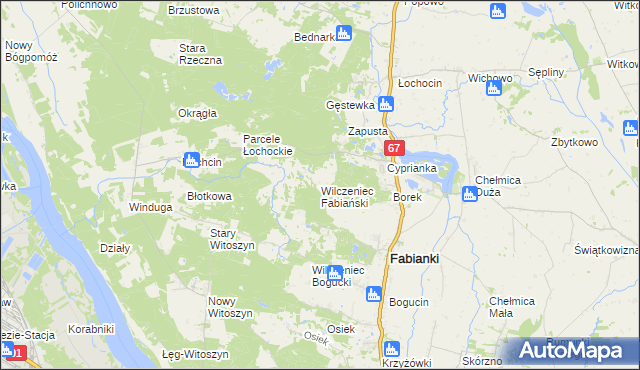 mapa Wilczeniec Fabiański, Wilczeniec Fabiański na mapie Targeo