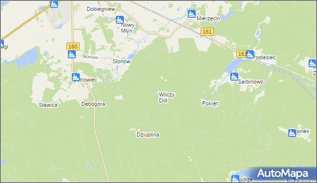 mapa Wilczy Dół, Wilczy Dół na mapie Targeo