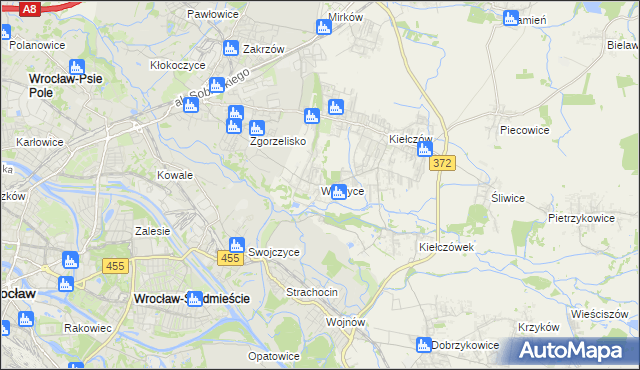mapa Wilczyce gmina Długołęka, Wilczyce gmina Długołęka na mapie Targeo