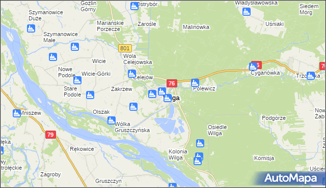 mapa Wilga, Wilga na mapie Targeo