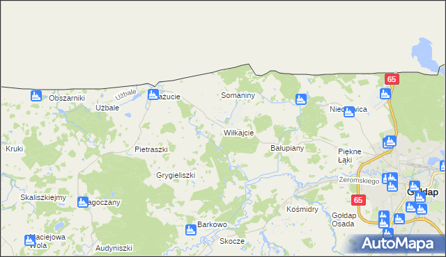 mapa Wiłkajcie, Wiłkajcie na mapie Targeo