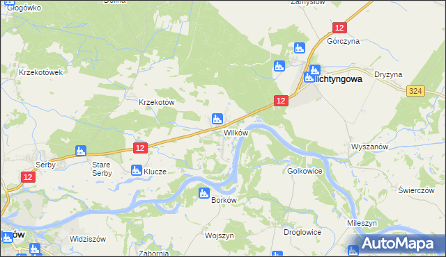 mapa Wilków gmina Głogów, Wilków gmina Głogów na mapie Targeo
