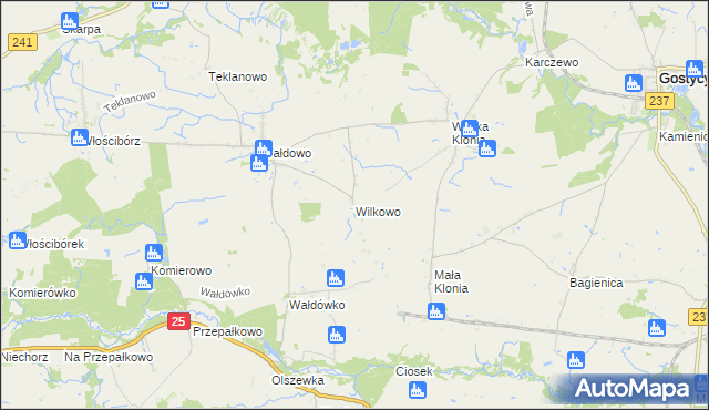 mapa Wilkowo gmina Sępólno Krajeńskie, Wilkowo gmina Sępólno Krajeńskie na mapie Targeo