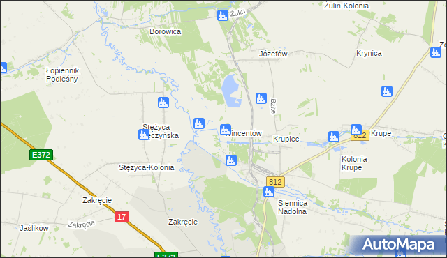 mapa Wincentów gmina Krasnystaw, Wincentów gmina Krasnystaw na mapie Targeo