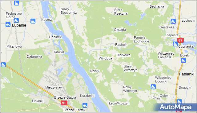 mapa Winduga gmina Bobrowniki, Winduga gmina Bobrowniki na mapie Targeo