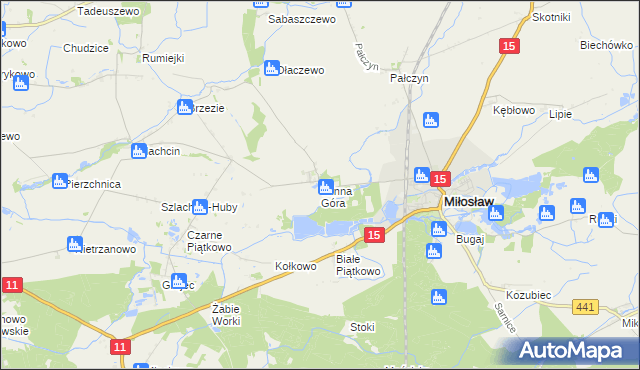 mapa Winna Góra gmina Środa Wielkopolska, Winna Góra gmina Środa Wielkopolska na mapie Targeo