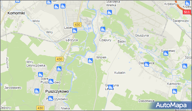 mapa Wiórek, Wiórek na mapie Targeo