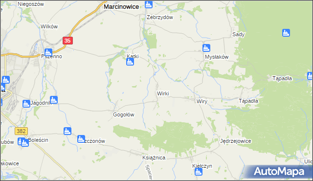mapa Wirki, Wirki na mapie Targeo