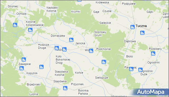 mapa Wiski gmina Tuczna, Wiski gmina Tuczna na mapie Targeo
