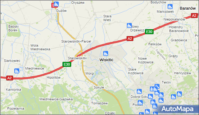 mapa Wiskitki, Wiskitki na mapie Targeo