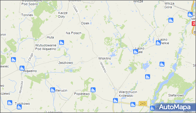 mapa Wiskitno gmina Koronowo, Wiskitno gmina Koronowo na mapie Targeo