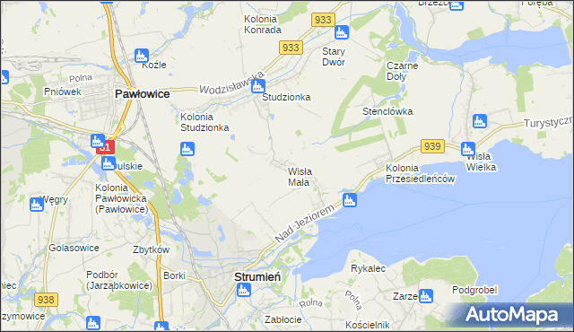 mapa Wisła Mała, Wisła Mała na mapie Targeo