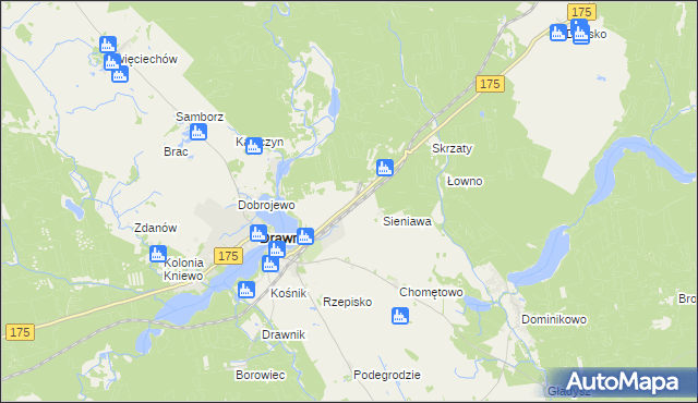 mapa Wiśniewo gmina Drawno, Wiśniewo gmina Drawno na mapie Targeo