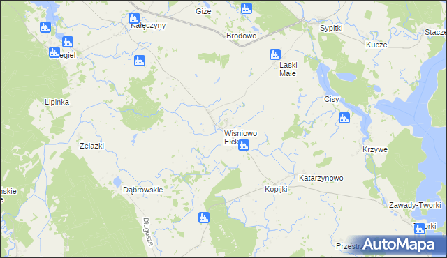 mapa Wiśniowo Ełckie, Wiśniowo Ełckie na mapie Targeo