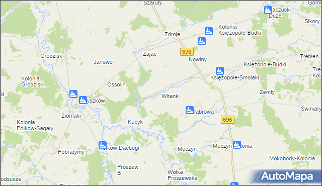 mapa Witanki, Witanki na mapie Targeo
