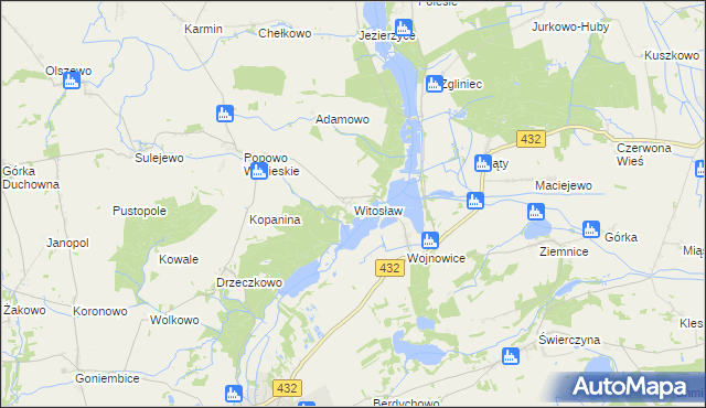mapa Witosław gmina Osieczna, Witosław gmina Osieczna na mapie Targeo