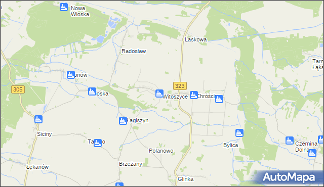 mapa Witoszyce, Witoszyce na mapie Targeo